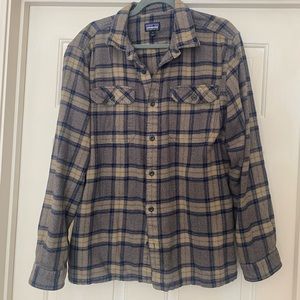 Patagonia Men’s Lightweight Flannel Fjord grey and yellow check